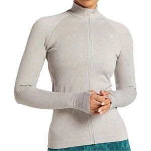 Gymshark Adapt Animal Print Gray seamless full zip workout jacket